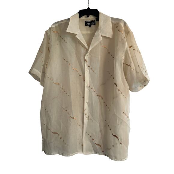 GUC Pronti Collection Men's Cream Color Casual Button Down Shirt Size XL - Picture 1 of 7